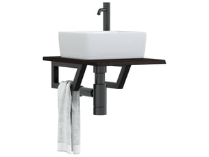Étagère de vasque | étagère murale acier et bois de chêne massif shl4240