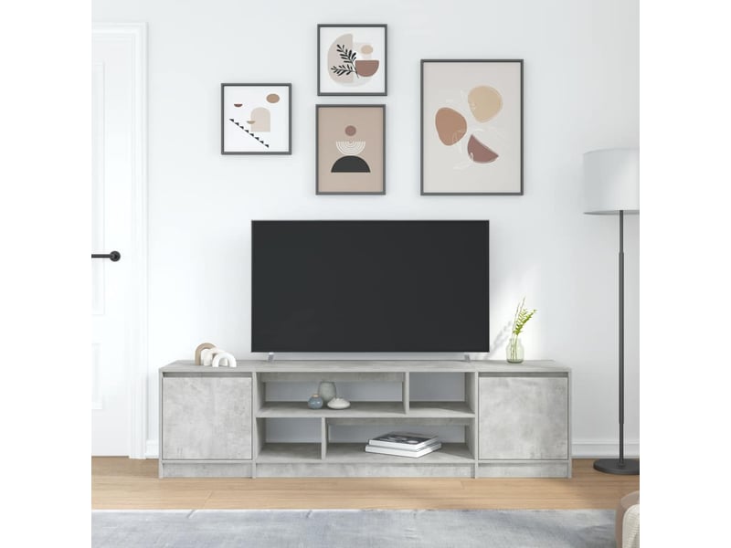  Meuble tv - banc tv - meuble de rangement gris béton 188,5x41x50 cm bois d'ingénierie  - Conforama C