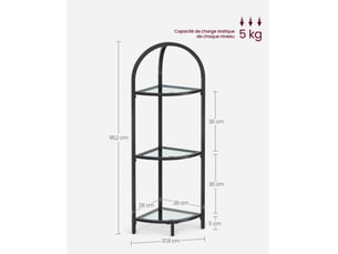 Étagère d’angle moderne porte-plantes 28 x 28 x 95,2 cm design épuré salon en métal noir 12_0011807