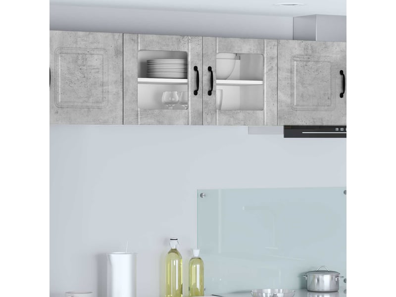 Meuble mural de cuisine, cabinet en verre mural gris béton 80x31x40cm shl1006 - Conforama B