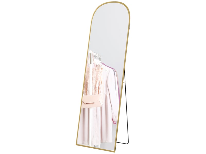  Miroir moderne sur pied et mural en alliage d'aluminium avec support pliable, 50 x 170 cm, doré  - Conforama B