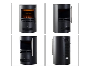 Cheminée électrique led 41 x 41 x 64,5 cm noire en métal et verre trempé, effet flamme et chauffage 9002000w