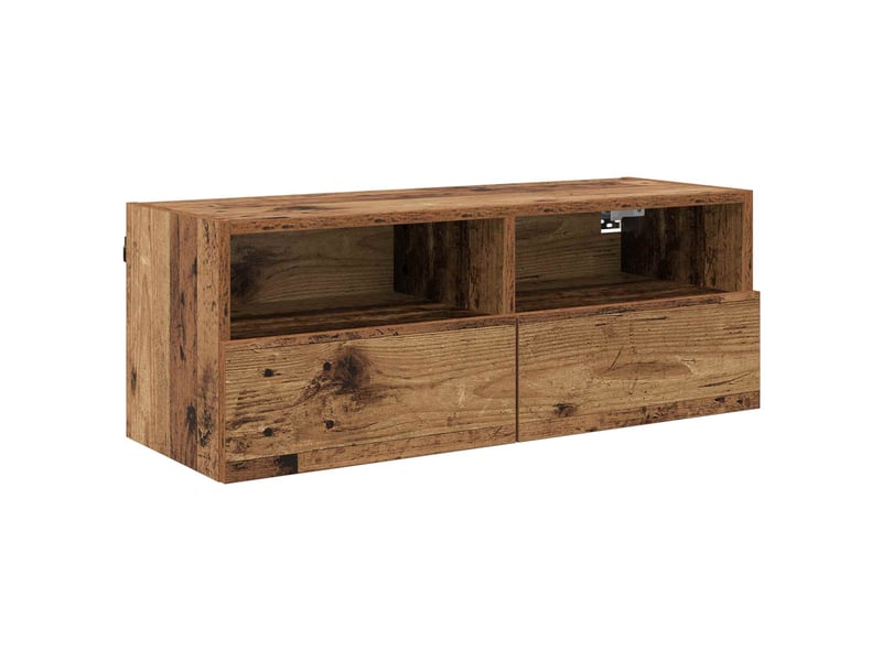  Lot de 2 meuble tv mural, meuble tv suspendu bois ancien bois d'ingénierie shl53857  - Conforama E