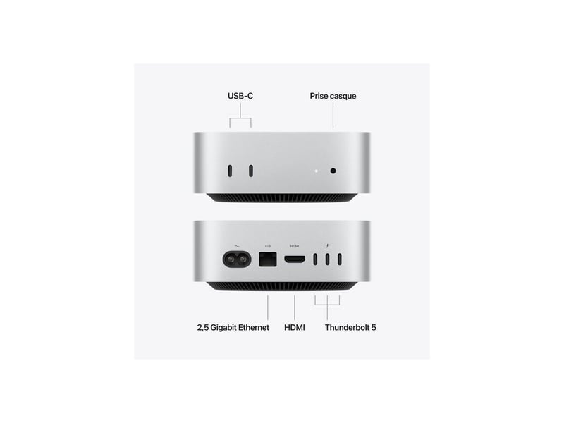  Mini pc mac mini m5 pro 24 go unifie 512 go ssd wi-fi 7 bluetooth 6 MHQN4ZDA - Conforama D