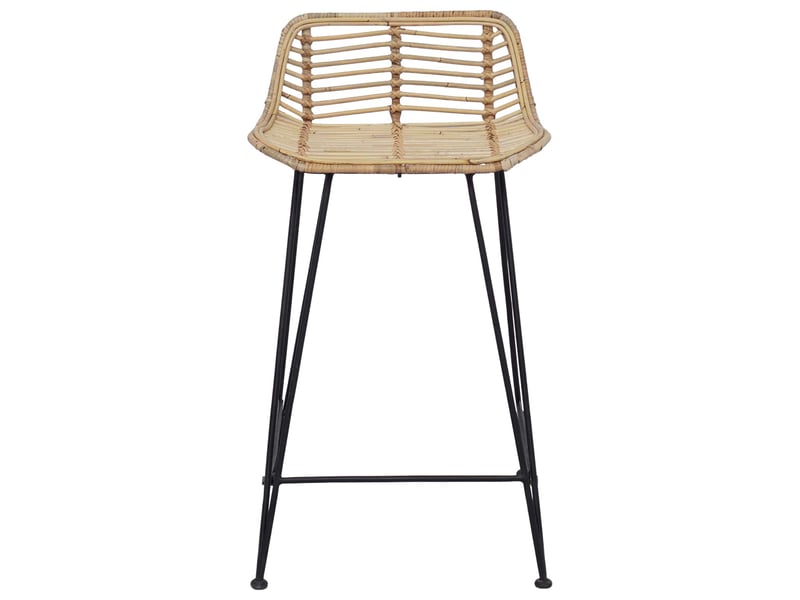  Lot de 2 tabouret de bar, chaise de bar naturel 44x45x76 cm rattan et acier  - Conforama C