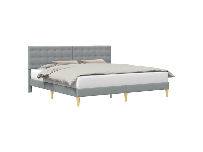 Lit double- lit adulte - cadre de lit avec tête de lit gris clair 200 x 200 cm tissu - Conforama A