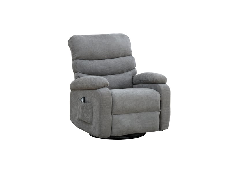  Fauteuil relax électrique gris, fauteuil massant chauffant, pivotant à 360° avec repose-pieds pour salon  - Conforama A