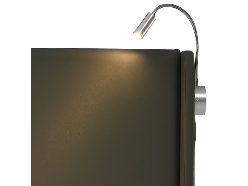  Lit coffre 140x200cm, lit adulte, lampe de lecture, rangement caché, tête de lit, bois, pu, métal , gris, sans matelas  - Conforama R