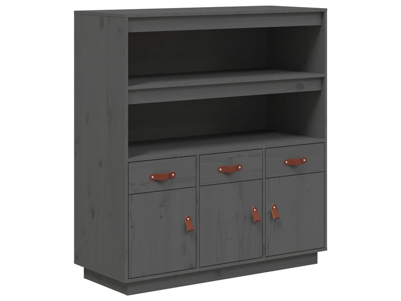  Buffet haut - bahut - meuble de rangement gris 100x40x108,5 cm bois massif de pin  - Conforama A