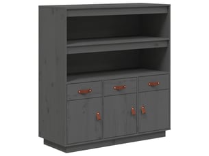 Buffet haut - bahut - meuble de rangement gris 100x40x108,5 cm bois massif de pin
