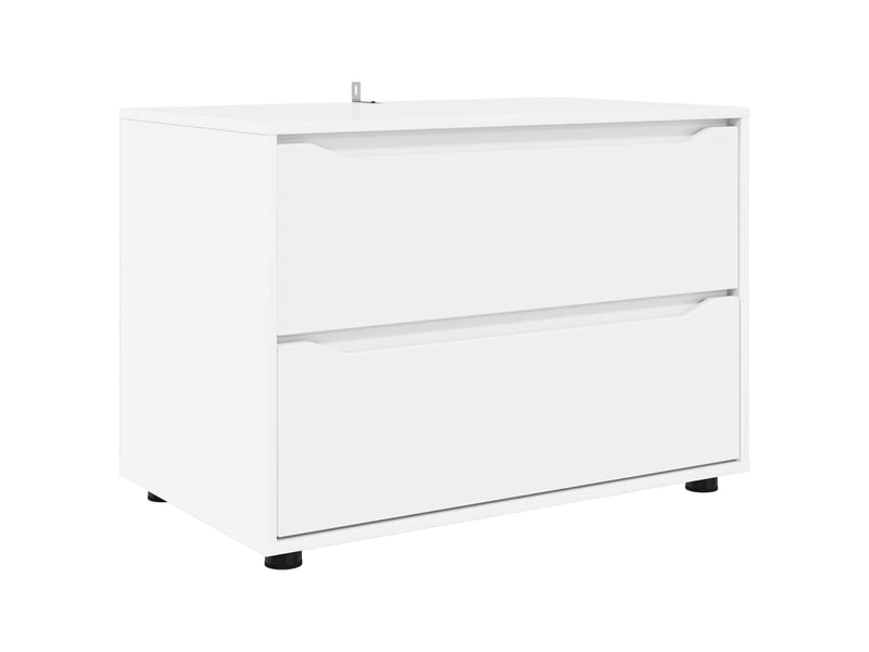  Armoire de rangement, commode de rangement 80 x 48 x 57 cm bois d'ingénierie blanc  - Conforama A
