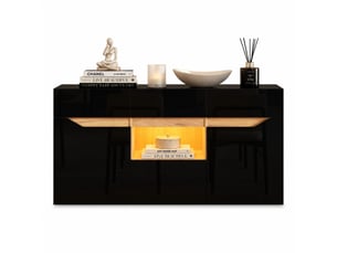 Buffet 2 porte(s)  4 tiroir(s) CRAVDOM  - 140 cm coloris noir 