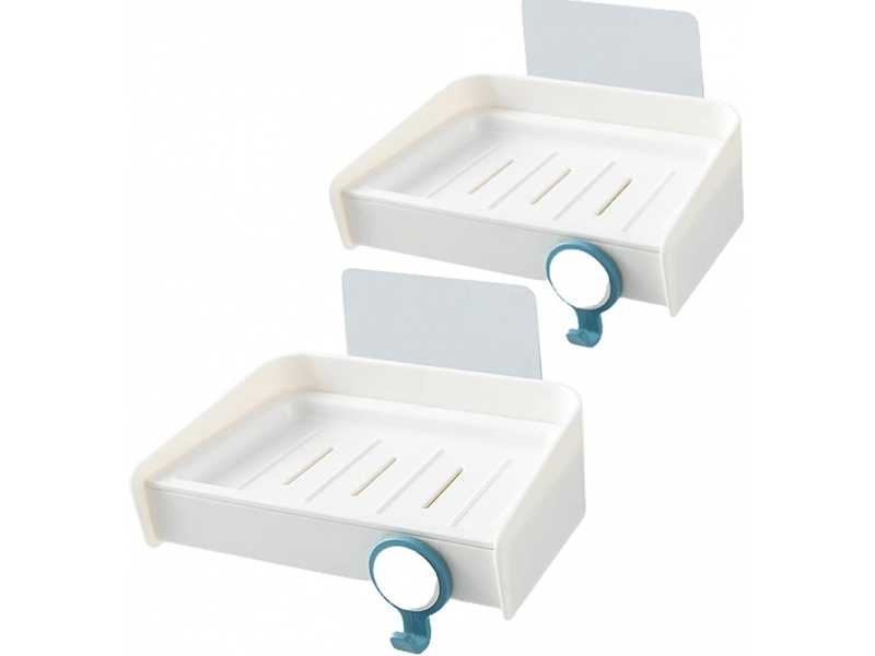  Ensemble de 2 étagères de salle de bain - fixation murale - non perforées (blanc)  - Conforama A