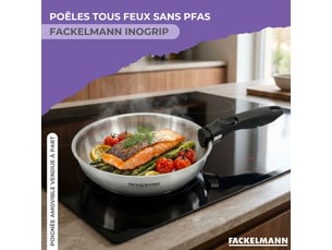 Lot de 2 poêles de cuisson inox en 20 cm et 28 cm fackelmann inogrip