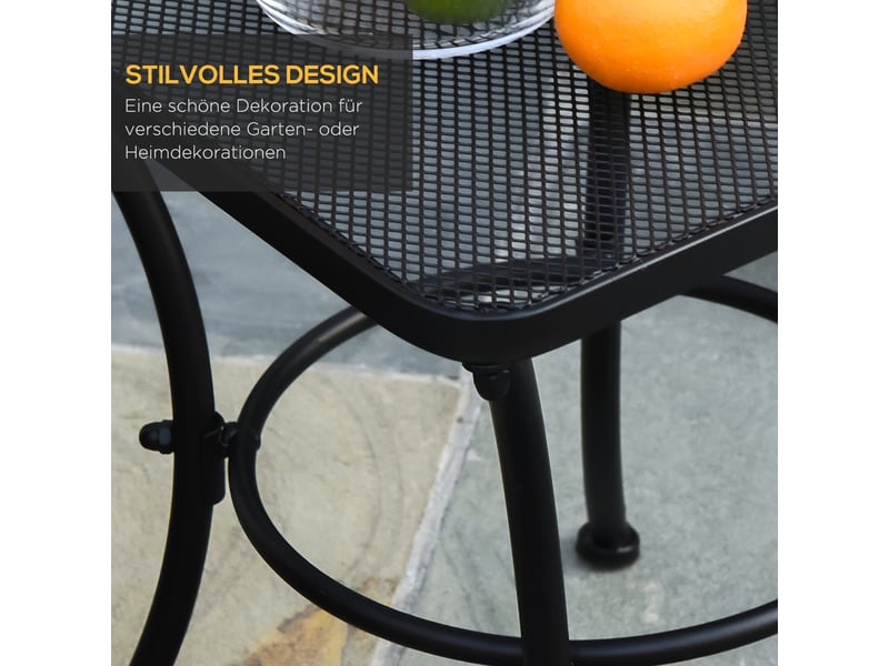  Table basse de jardin carrée avec plateau mesh en métal pour terrasse et balcon, noire, 45×45×50 cm  - Conforama E