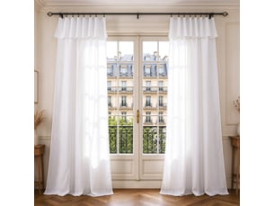 Lot de 2 voilages ajustables + 8 anneaux pince 140 x 270 cm evasion polyester effet lin