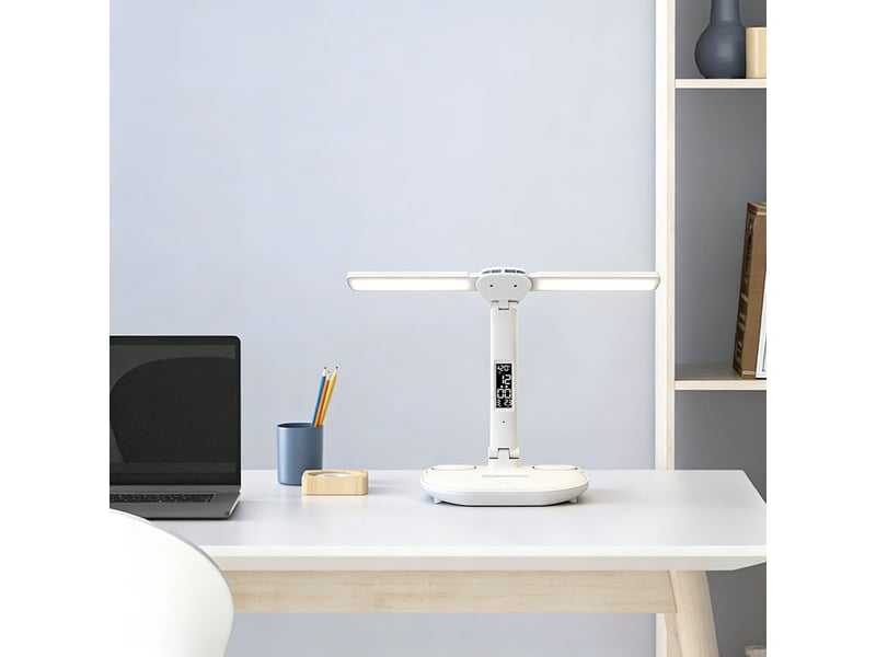  Lampe de bureau led double tête 40 led 3000-6000 k tactile anti-lumière bleue blanche chicfurn  - Conforama E