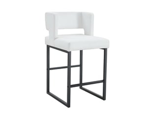 Chaises de bar blanches lot de 2, design nordique carré, pieds en métal noir, hauteur 91,4 cm