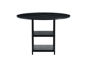 Table à manger ronde, 107x75 cm, industrielle avec double espace, pratique, plateau mdf, piètement métal, coloris noir