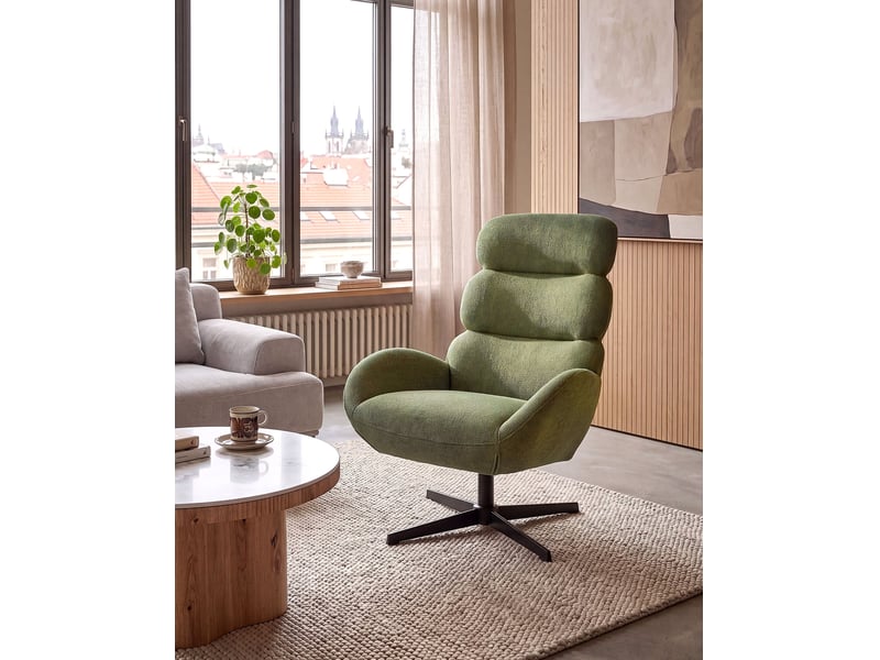  Fauteuil pivotant aalborg tissu vert  - Conforama B