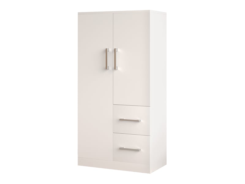  Armoire enfant avec 2 portes, 2 tiroirs et grand compartiment de rangement, pour chambre, blanche, 70 × 40 × 135 cm  - Conforama E