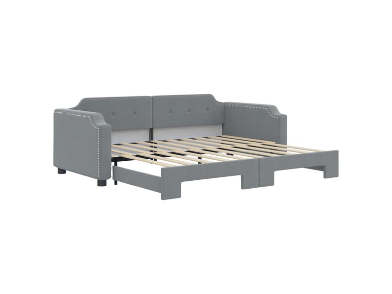  Lit simple- lit adulte -  lit de jour avec lit gigogne gris clair 90x190 cm tissu  - Conforama A