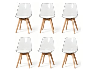 Lot de 6 chaises de salle à manger 42x42x83 cm – blanc – assise rembourrée en simili cuir et pieds en bois