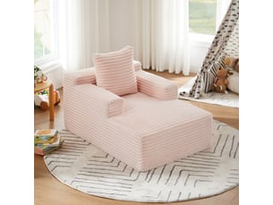 Chaise longue canapé en velours côtelé - méridienne confortable sans montage fauteuil relax de salon et bureau 1 place - rose