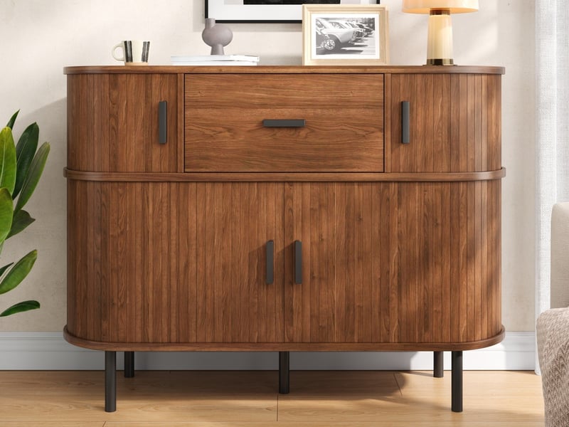 Buffet avec portes coulissantes, commode à tiroir, meuble de rangement, buffet de salon, bois foncé - Conforama B