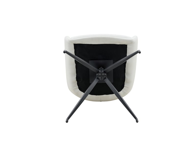  Lot de 2 chaises de salle à manger 49x50x85 cm rotatives 360°, fauteuil de table, pour cuisine, blanc et noir, métal+pu  - Conforama E