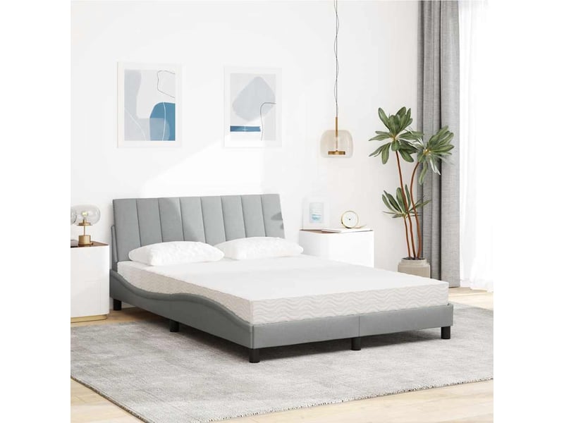  Lit avec matelas hanko gris clair 120x200 cm tissu  - Conforama C