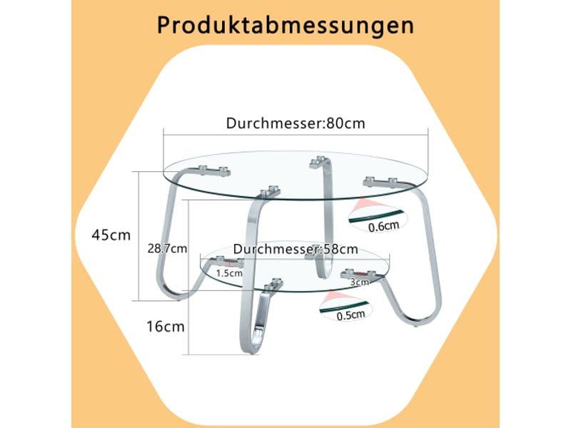 Table basse rétro minimaliste – cadre métal et verre trempé double épaisseur, élégance pour le salon  - Conforama C