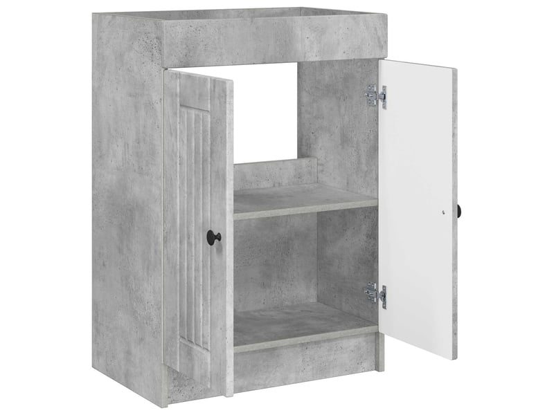  Armoire sous évier de salle de bain, meuble de rangement gris béton shl1053  - Conforama D