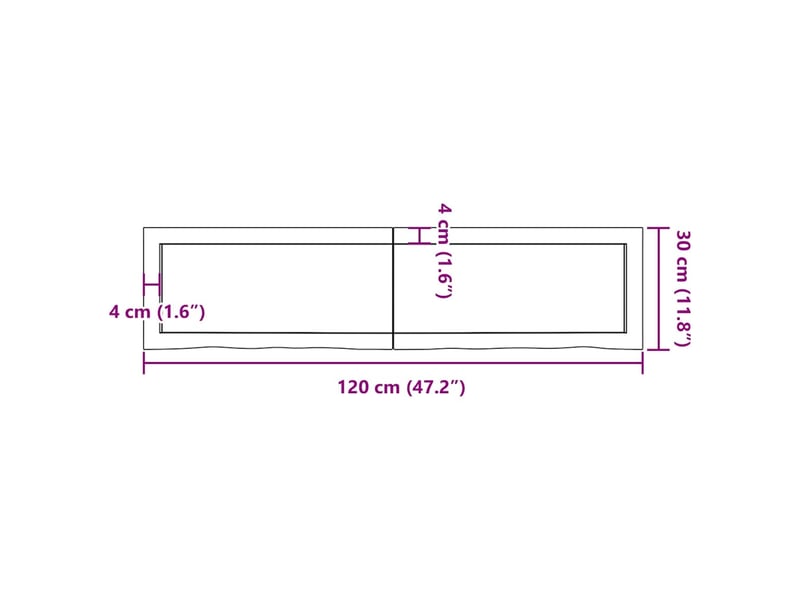 Comptoir de salle de bain, plan de travail marron 120x30x(2-4) cm bois traité cf65785 - Conforama E