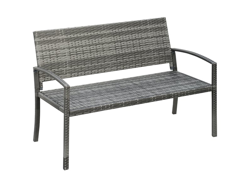 Banc de jardin 2 places gris en résine tressée, structure en acier, résistant aux uv pour votre extérieur - Conforama A