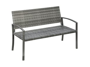 Banc de jardin 2 places gris en résine tressée, structure en acier, résistant aux uv pour votre extérieur