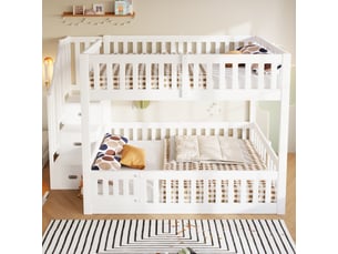 Lit superposé 140x200 cm <strong></strong> <strong>CozyNest</strong> coloris blanc