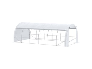 Serre d'extérieur tunnel 6 x 3 x 2 m avec porte et 12 fenêtres enroulables en maille, idéale pour potager, terrasse ou jardin (blanche).