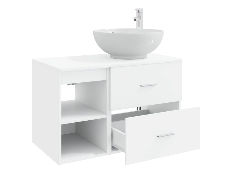  Ensemble de mobilier de salle de bain 2 pcs blanc shl3977  - Conforama D