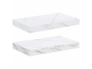 Lot de 2 étagères murales, étagères flottantes, étagères suspendues marbre blanc 40 x 23,5 x 3,8 cm cf41805