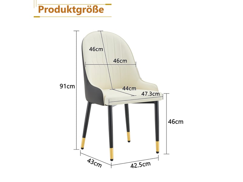  Lot de 2 chaises salle à manger dossier éclair  - pieds antidérapants simili cuir gris foncé, blanc et noir  - Conforama D