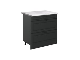 Vicco meuble cuisine, anthracite campagneanthracite, 80cm avec 3 tiroirs plan de travail marbre
