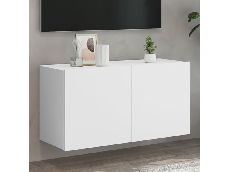  Meuble tv - banc tv - meuble de rangement mural blanc 80x30x41 cm  - Conforama B