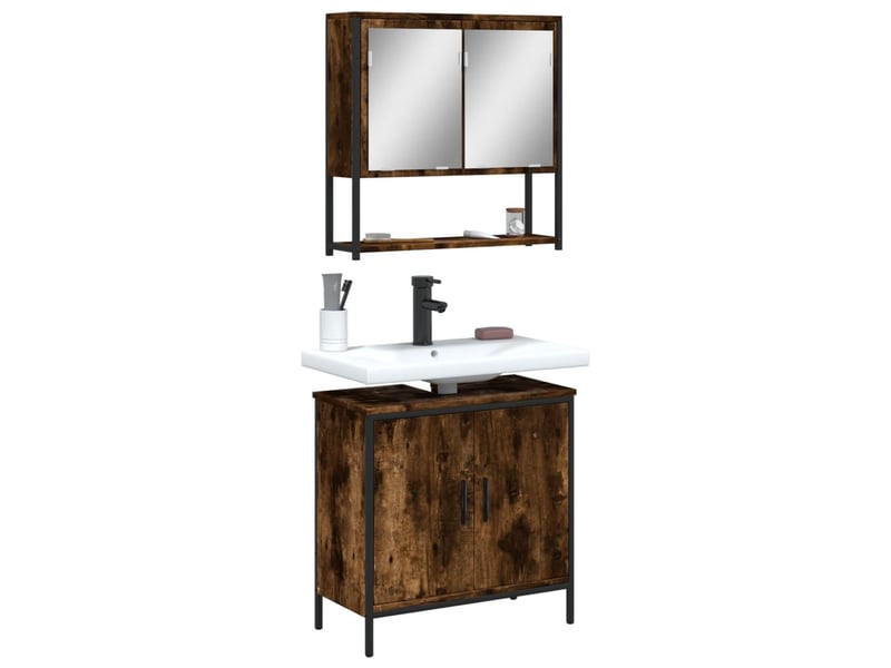  Ensemble de meubles de salle de bain 2 pcs chêne fumé cf63577  - Conforama B