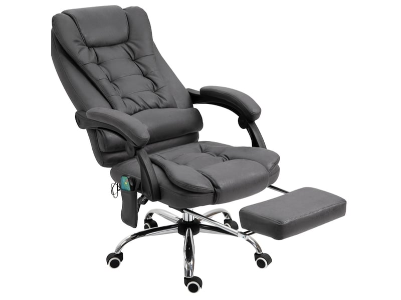 Fauteuil de bureau ergonomique avec massage, chauffage et repose-pieds homvra