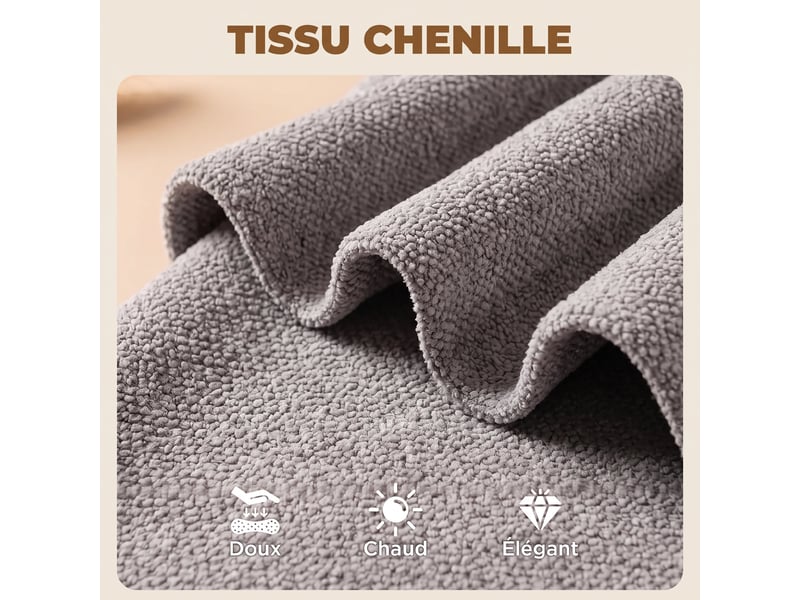  Lot de 2 tabourets de bar, chaises de bar réglables en hauteur, pivotant 360°, assise rembourrée en chenille, gris  - Conforama R
