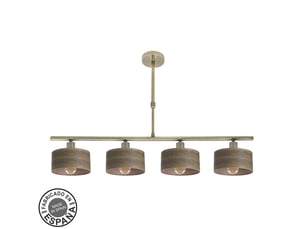 Lampe de plafond fabrilamp gilda cuirbois foncé 4 x e14 hauteur réglable 39-56 cm 76x14 cm