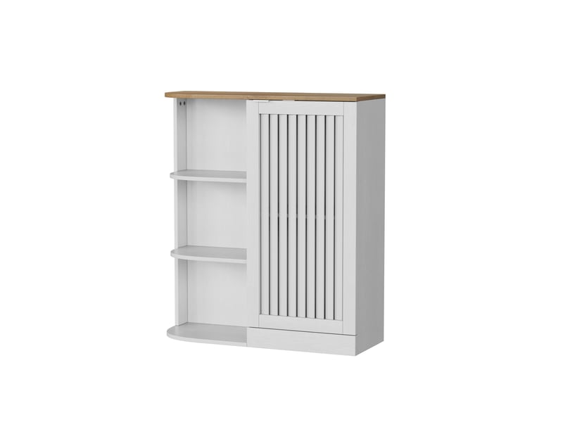  Meuble d'angle de salle de bain en mdf avec étagères blanc et chêne 68x25x76 cm  - Conforama B