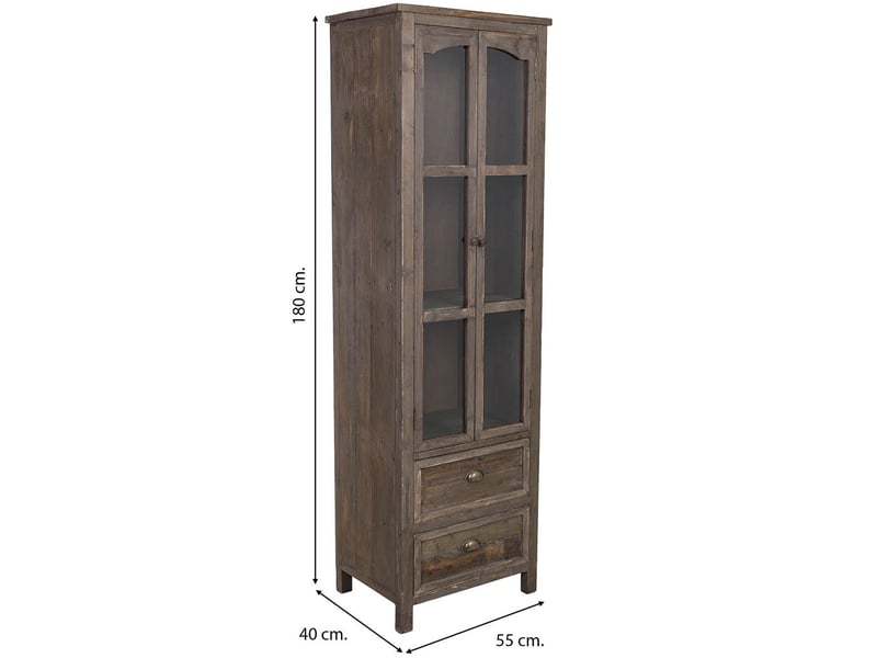  Vitrine en bois brun 55x40x180 cm h  - Conforama C
