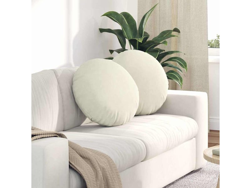  Lot de 2 coussins de siège, coussins décoratifs velours crème ø50 x 19 cm cf59891  - Conforama B